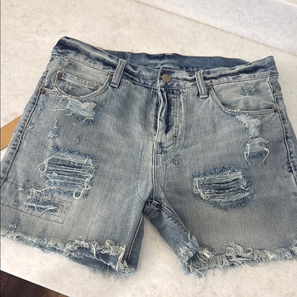 Ksubi Blue Jean Shorts Distressed Vintage Style